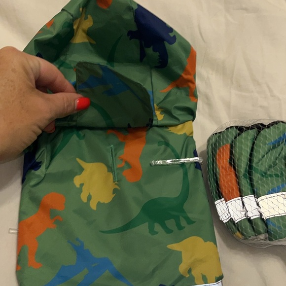 NWT Dog For Him (or her) Raincoat & Boots Hooded Green W/Dinosaurs Small - Picture 3 of 8